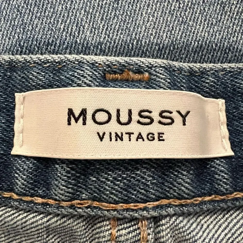 Moussy Vintage Velma Skinny Raw Hem Cropped Distressed Jeans Size 25